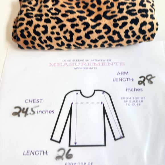 Lands End Womens Long Sleeve T Shirt Top Size 1X 100% Cotton Animal Print Brown - Picture 6 of 6